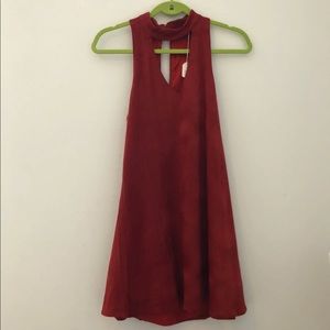 Open Neck Mini Velvet Dress